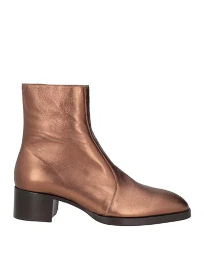 Dsquared2 Man Ankle Boots Bronze Size 12 Leather In Yellow