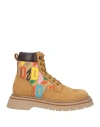 Dsquared2 Man Ankle Boots Camel Size 8 Leather, Textile Fibers In Beige