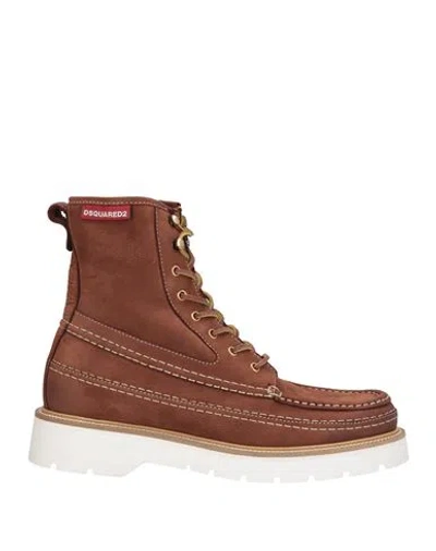 Dsquared2 Man Ankle Boots Chocolate Brown Size 9 Leather