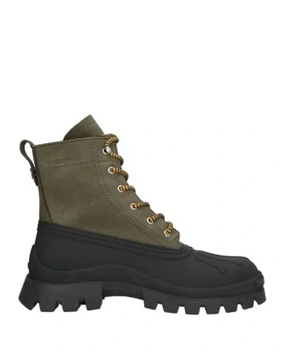 Dsquared2 Man Ankle Boots Military Green Size 11 Leather