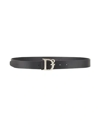 Dsquared2 Man Belt Black Size 38 Leather In Blue