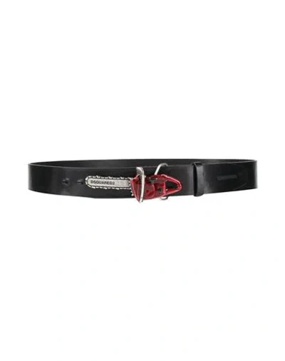 Dsquared2 Man Belt Black Size 39.5 Leather, Metal