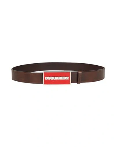 Dsquared2 Man Belt Dark Brown Size 36 Leather