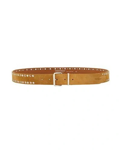 Dsquared2 Man Belt Mustard Size 38 Leather In Green