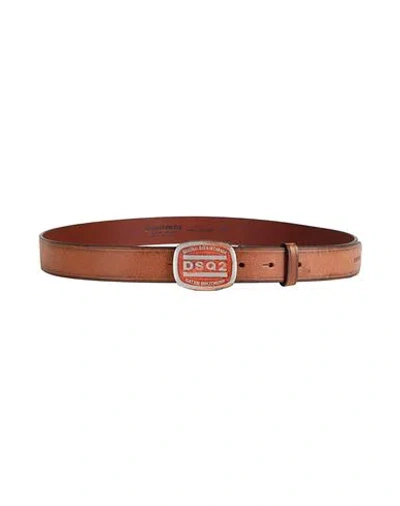 Dsquared2 Man Belt Tan Size 36 Leather In Brown