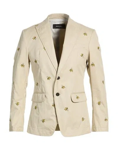 Dsquared2 Man Blazer Beige Size 38 Cotton In Neutral