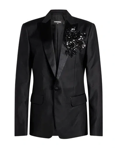 Dsquared2 Man Blazer Black Size 36 Wool, Silk