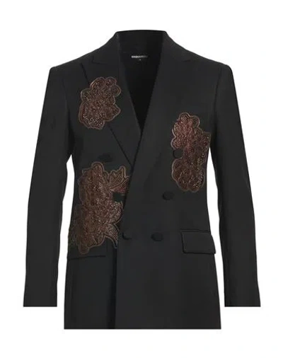 Dsquared2 Man Blazer Black Size 38 Polyester, Virgin Wool