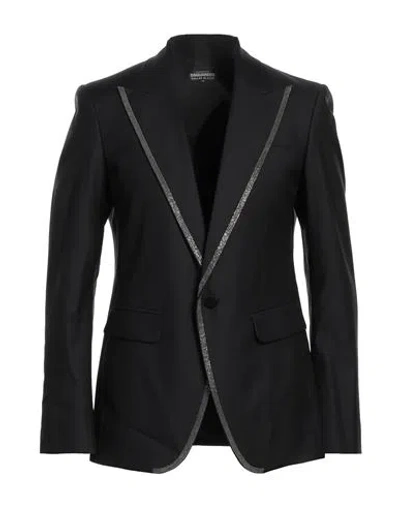 Dsquared2 Man Blazer Black Size 40 Virgin Wool, Silk