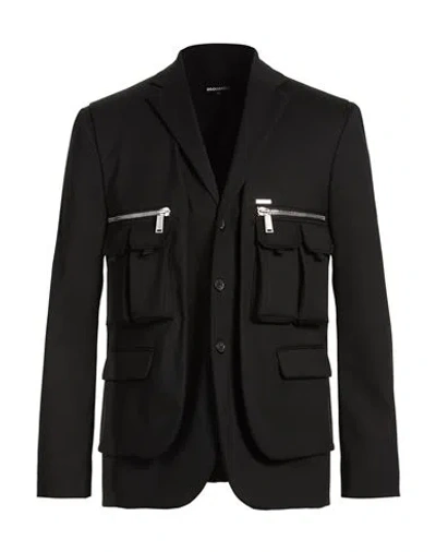 Dsquared2 Man Blazer Black Size 42 Virgin Wool, Elastane