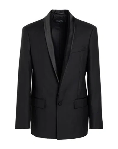 Dsquared2 Man Blazer Black Size 42 Virgin Wool, Silk