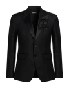 Dsquared2 Man Blazer Black Size 40 Virgin Wool, Silk In Black
