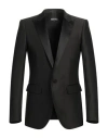 Dsquared2 Man Blazer Black Size 40 Polyester, Virgin Wool, Elastane In Black