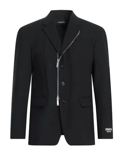DSQUARED2 DSQUARED2 MAN BLAZER BLACK SIZE 44 VIRGIN WOOL, ELASTANE
