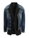 Dsquared2 Man Blazer Blue Size 38 Cotton, Virgin Wool, Elastane In Blue