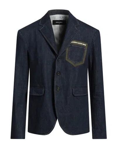DSQUARED2 DSQUARED2 MAN BLAZER BLUE SIZE 44 COTTON