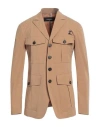 Dsquared2 Man Blazer Camel Size 38 Cotton, Elastane In Beige