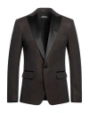 Dsquared2 Man Blazer Dark Brown Size 38 Wool, Polyester, Polyamide, Metallic Fiber, Silk In Brown