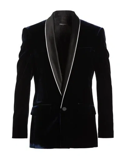Dsquared2 Man Blazer Navy Size 40 Viscose, Cupro In Black