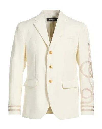 Dsquared2 Man Blazer Rose Gold Size 38 Polyester, Virgin Wool In White