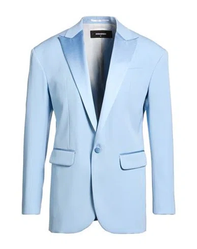 Dsquared2 Man Blazer Sky Blue Size 38 Virgin Wool, Silk