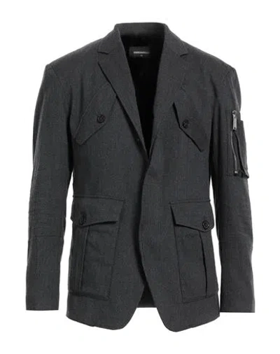 Dsquared2 Man Blazer Charcoal Size 42 Virgin Wool, Elastane In Steel Grey
