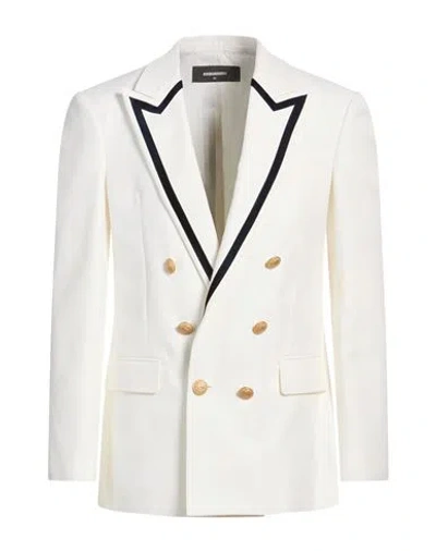 Dsquared2 Man Blazer White Size 36 Cotton, Silk