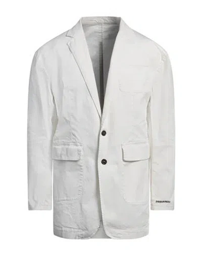 Dsquared2 Man Blazer White Size 38 Cotton, Elastane