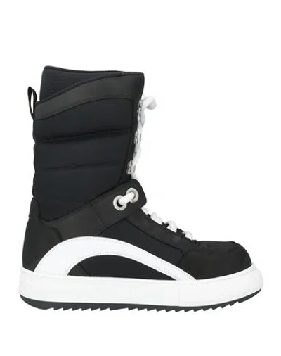 Dsquared2 Man Boot Black Size 12 Calfskin, Textile Fibers