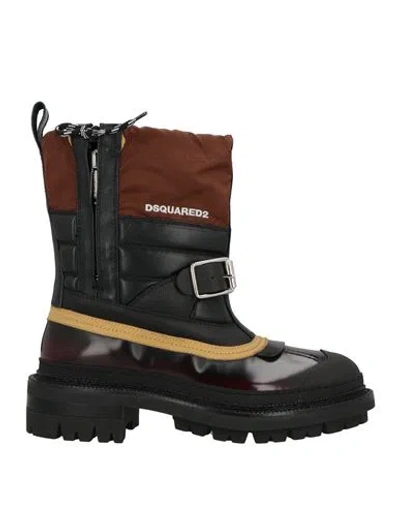 Dsquared2 Man Boot Burgundy Size 10.5 Leather, Nylon In Red