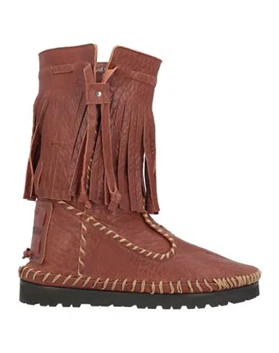Dsquared2 Man Knee Boots Cocoa Size 12 Lambskin In Brown