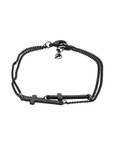 Dsquared2 Man Bracelet Black Size M Brass, Tin Alloy