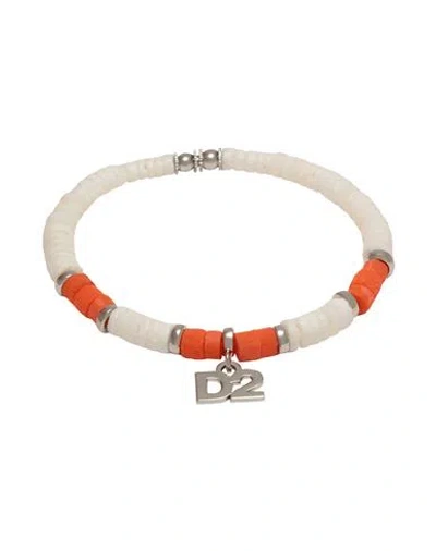 Dsquared2 Man Bracelet Orange Size - Brass, Plastic In White