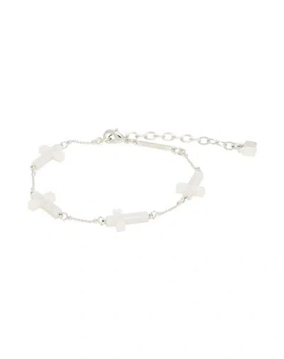 Dsquared2 Man Bracelet Silver Size - Brass, Natural Resin, Silver In Silver