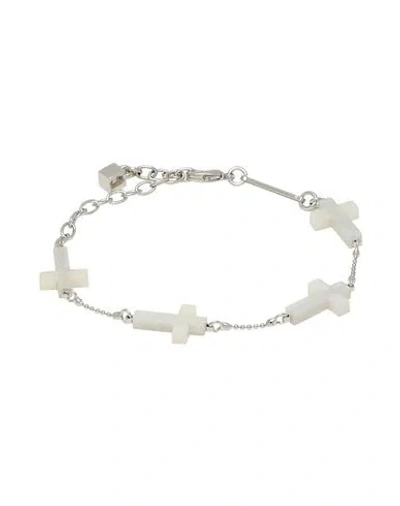 Dsquared2 Woman Bracelet White Size - Brass, Resin, Silver