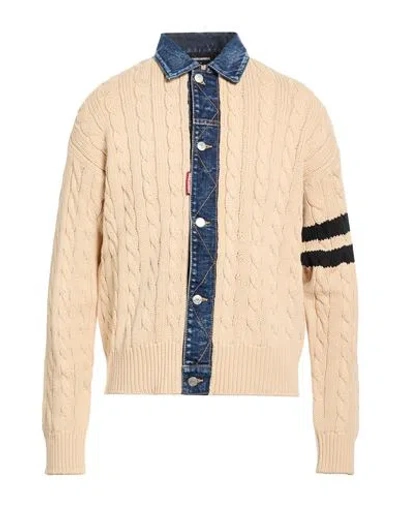 Dsquared2 Man Cardigan Beige Size L Cotton, Polyamide In Pink