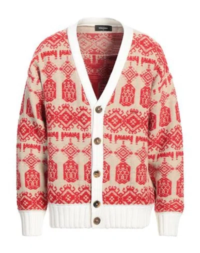 Dsquared2 Man Cardigan Beige Size S Wool, Alpaca Wool