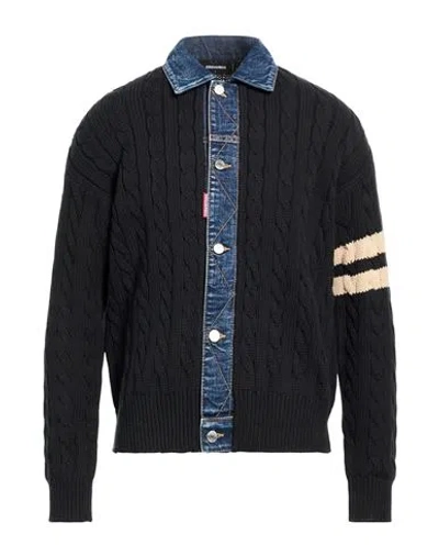 Dsquared2 Man Cardigan Black Size L Cotton, Polyamide