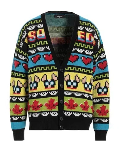 DSQUARED2 DSQUARED2 MAN CARDIGAN BLACK SIZE M VIRGIN WOOL, MOHAIR WOOL, POLYAMIDE, COTTON