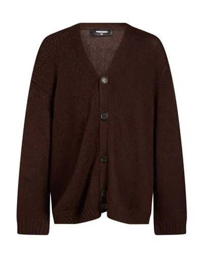Dsquared2 Man Cardigan Brown Size Xl Alpaca Wool