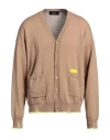 Dsquared2 Cashmere Blend Cardigan Wiith Distressed Detail In Beige