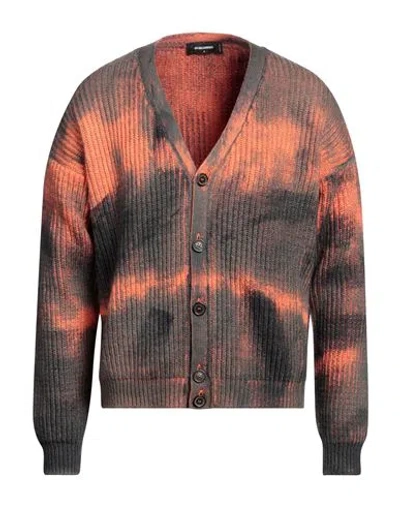 Dsquared2 Man Cardigan Lead Size L Cotton, Polyamide In Grey
