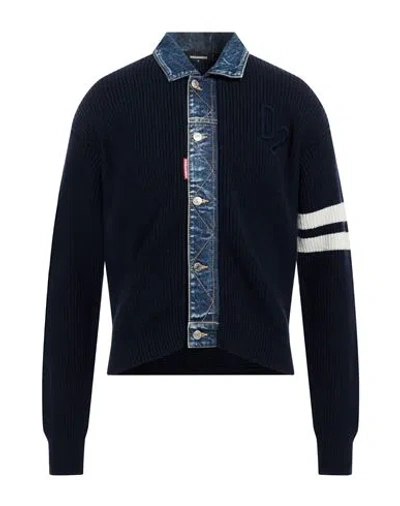 Dsquared2 Man Cardigan Midnight Blue Size Xl Wool, Cashmere, Cotton