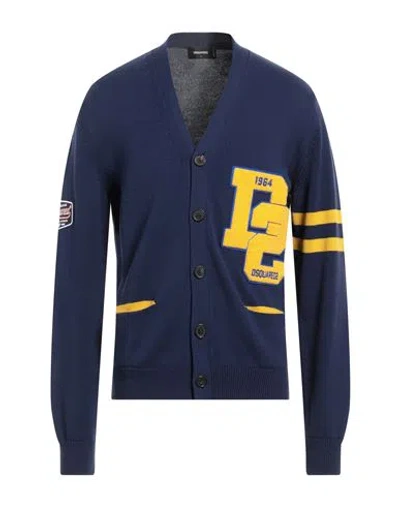 Dsquared2 Man Cardigan Navy Blue Size L Wool
