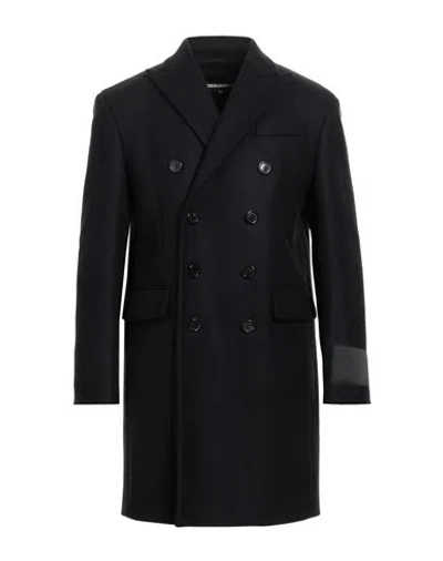 Dsquared2 Man Coat Black Size 40 Virgin Wool, Polyamide, Elastane