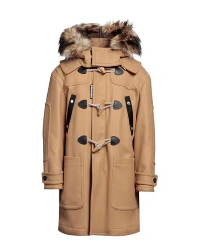Dsquared2 Man Coat Camel Size 38 Virgin Wool, Polyamide, Elastane In Beige