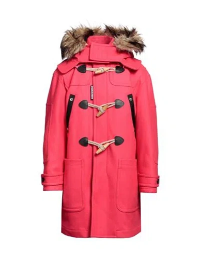 Dsquared2 Man Coat Coral Size 38 Virgin Wool, Polyamide, Elastane In Red