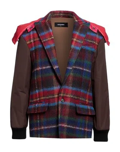Dsquared2 Man Coat Dark Brown Size 44 Virgin Wool, Polyester, Polyamide