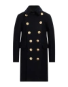 Dsquared2 Black Coat With Double-breasted Fastening And Branded Buttons In Wool Man In Blue