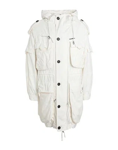 Dsquared2 Man Coat White Size 42 Cotton, Elastane